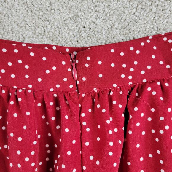 Shein Curve Womens Skirt 1XL Red White Polka Dot A Line Holiday Christmas Pleats - Picture 6 of 14